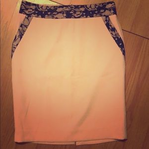 The Limited Pink w/Black Lace Work Skirt - 4